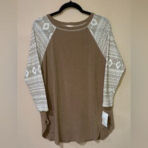 Western brown knit top
